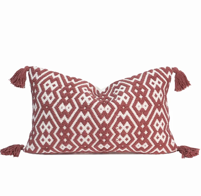 Adelle Indian Throw Pillow Cover | Rose | 16" x 24"