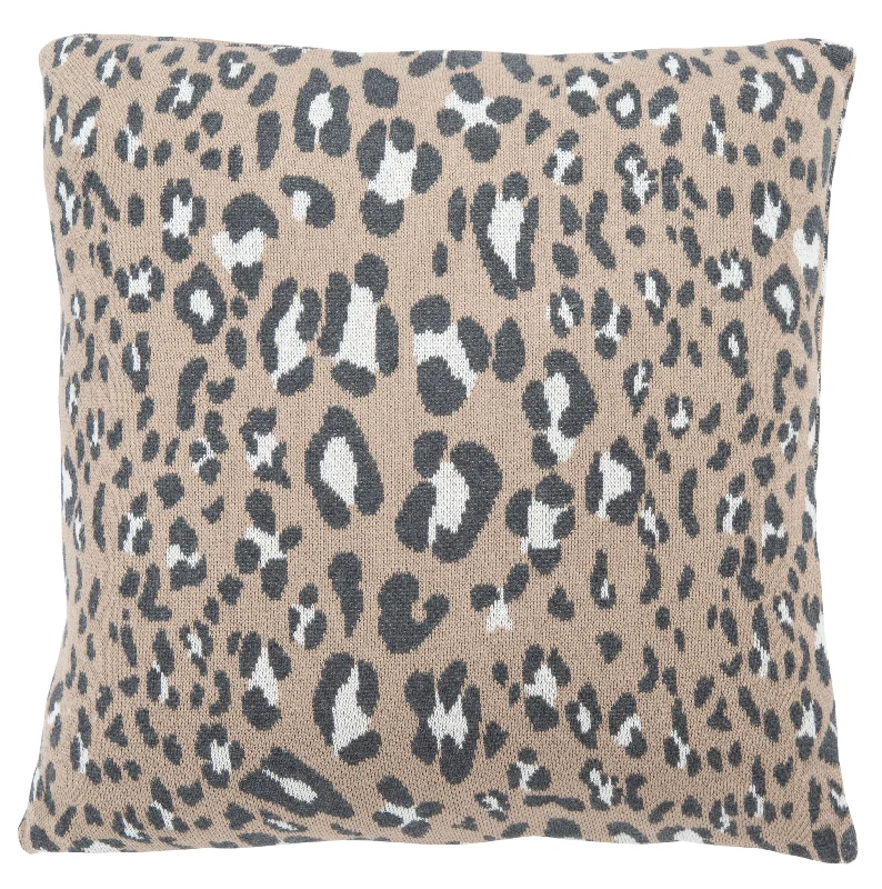 Beige/Black Gwynn Leopard Pillow 18" x 18"