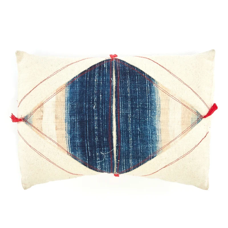 Cream & Indigo Lumbar Pillow