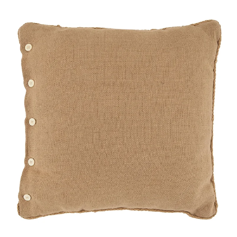 Brown Burlap Button Pillow