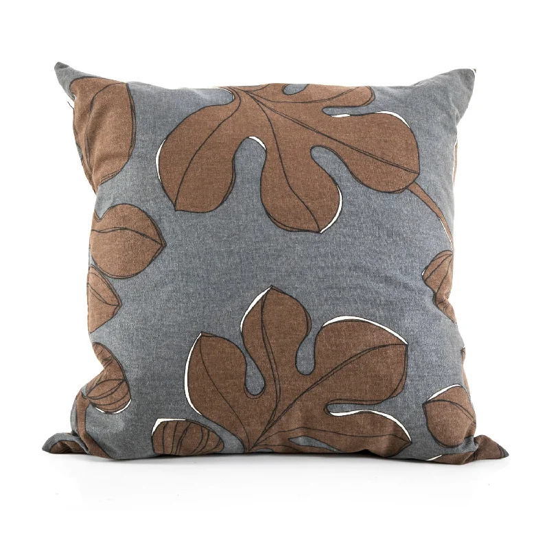 Brown & Grey Leaf Velvet Pillow