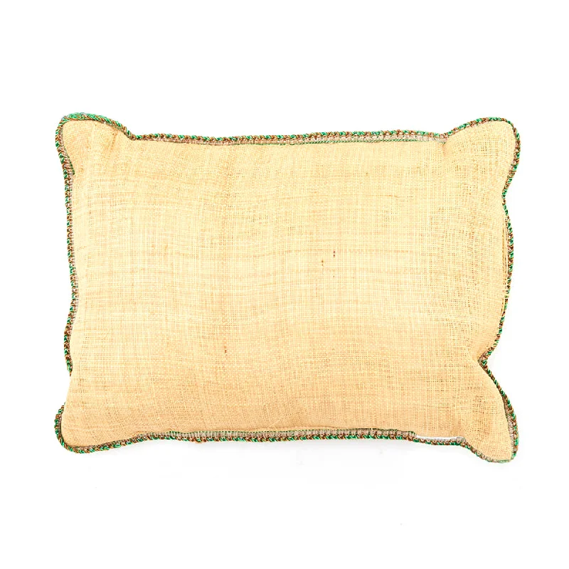 Cream Burlap and Braided Trim Pillow