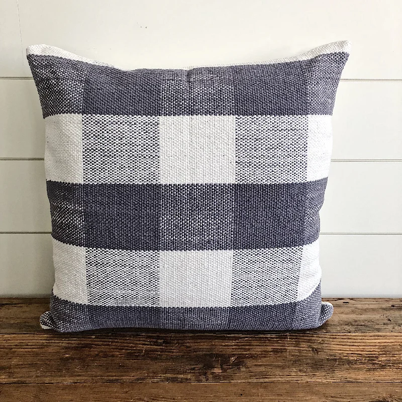 SALE | CHARLOTTE | Gray Buffalo Plaid Woven Pillow Cover (CLEARANCE)