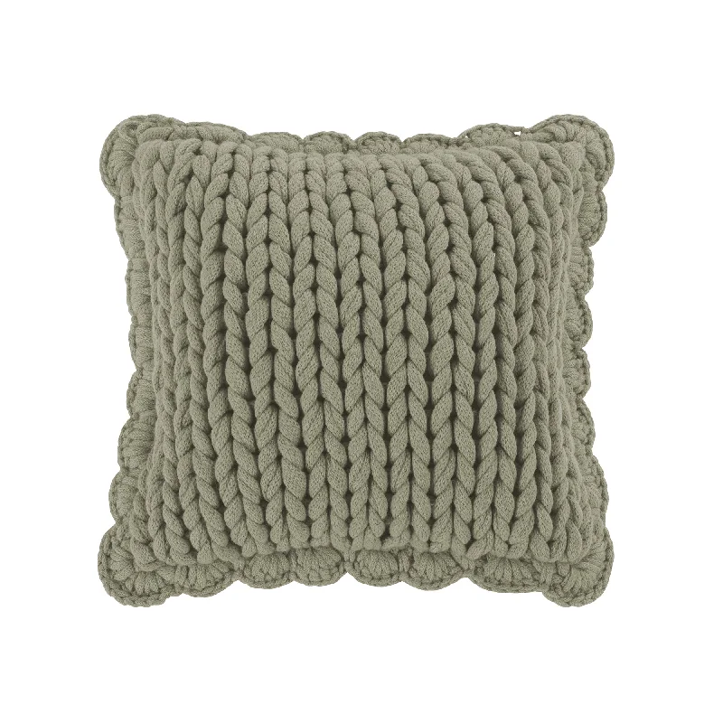 Decorative Pillow Chunky Knitted Sage