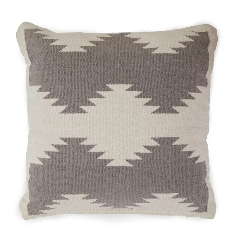 Grey and White Aztec Zig Zag Pillow