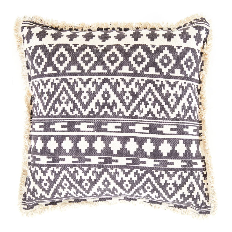 Grey & White Aztec Patterned Pillow