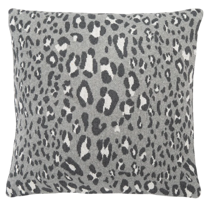 Grey/Black Gwynn Leopard Pillow 18" x 18"