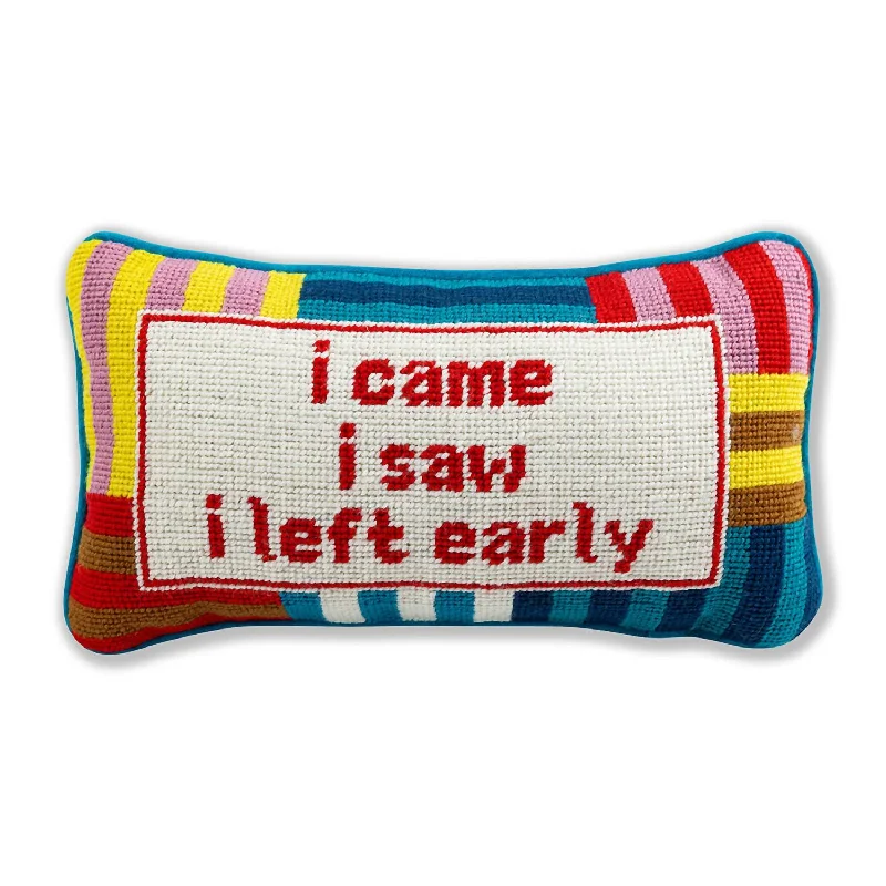 I Came I Saw Needlepoint Pillow In Aqua