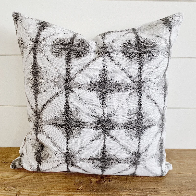 ISABELLA || Gray & White/Ivory Ikat Indoor/Outdoor Pillow Cover