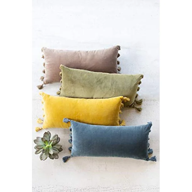 Kalalou NRV2122 Velvet Lumbar Pillow Avocado