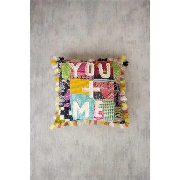 Kalalou NRV2134 You Plus Me Kantha Pillow