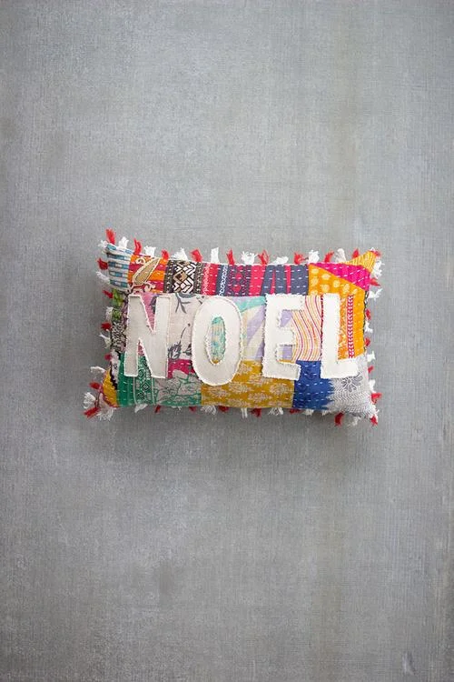 Kalalou NRV2200 Kantha Noel Pillow Set of 2