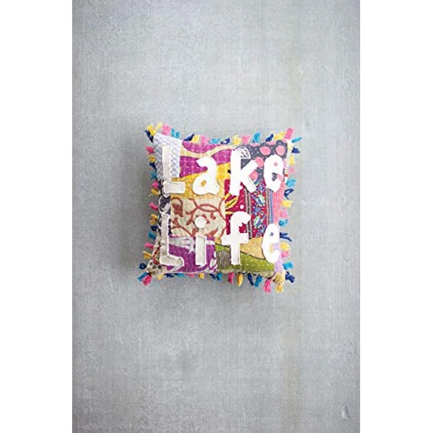 Kalalou NRV2204 Lake Life Kantha Pillow