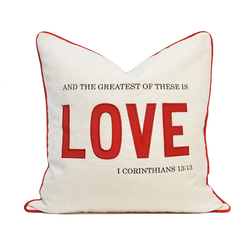 Love Applique Throw Pillow Cover | Natural | 20" x 20"