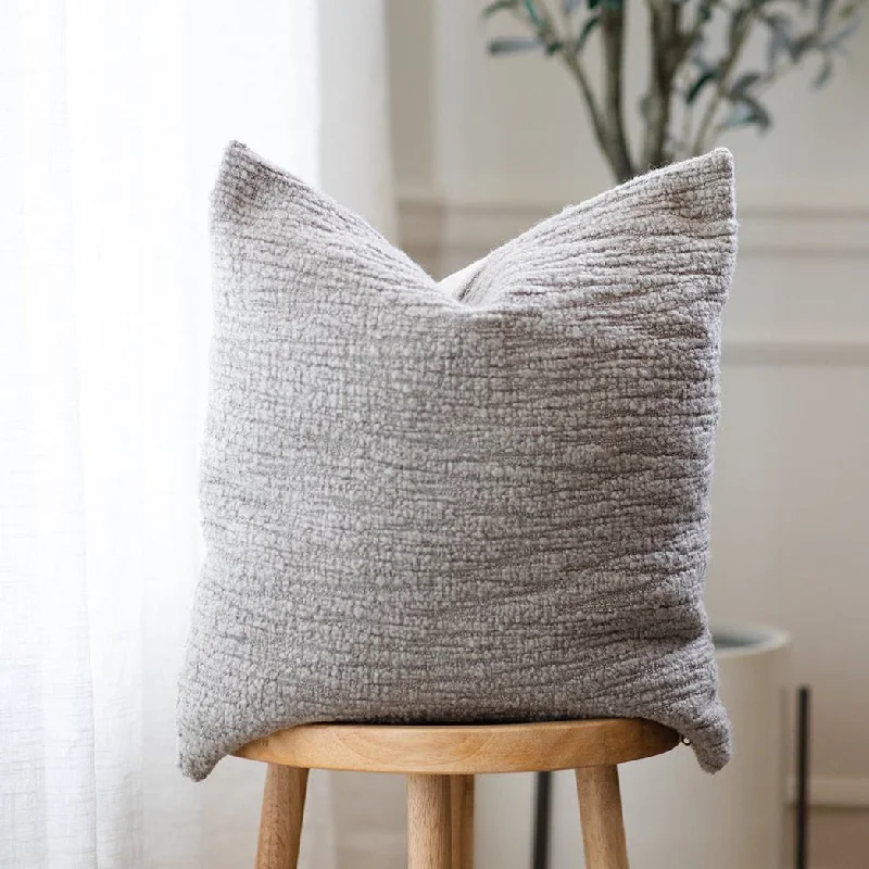 MOCHA || Warm Taupe Bouclé Textured Pillow Cover