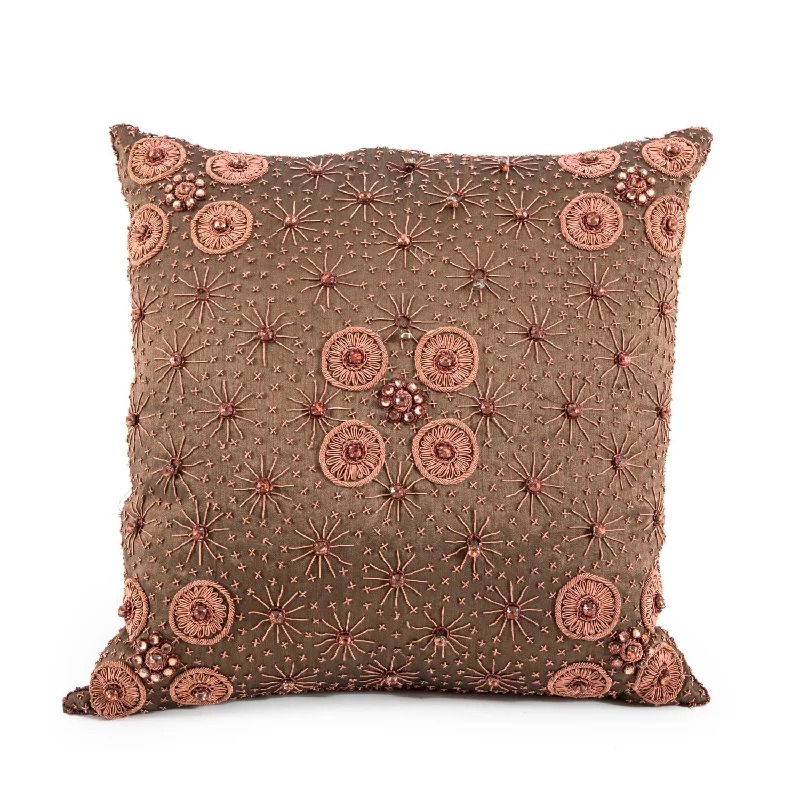 Bronze Ornate Beaded Pillow