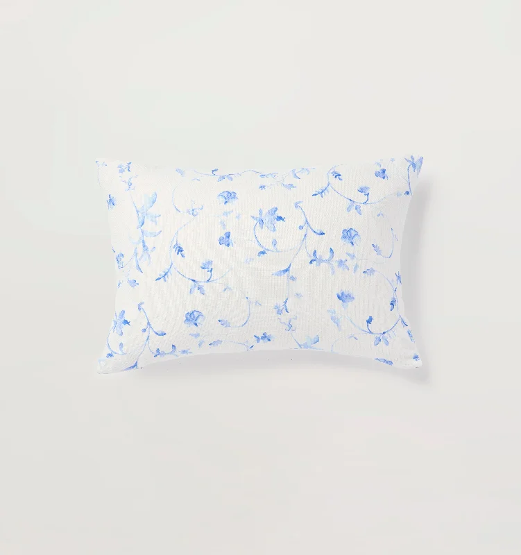 The Perry Lumbar Throw Pillow - Blue Botanical