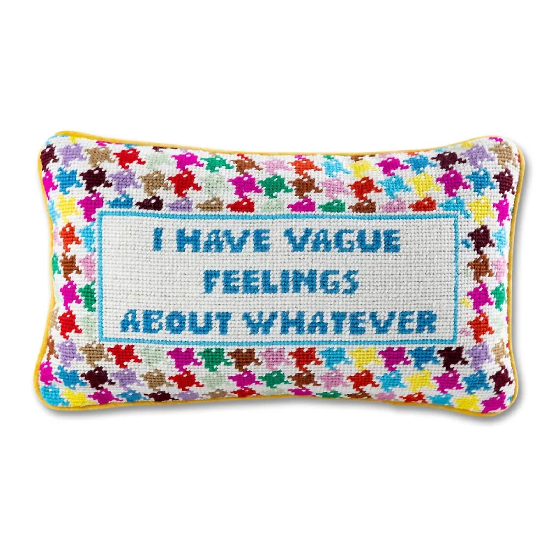 Vague Feelings Needlepoint Pillow In Yellow