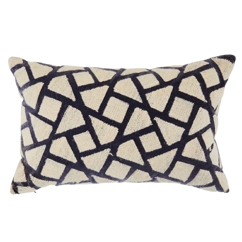 Cream and Navy Fracture Patterned Pillow