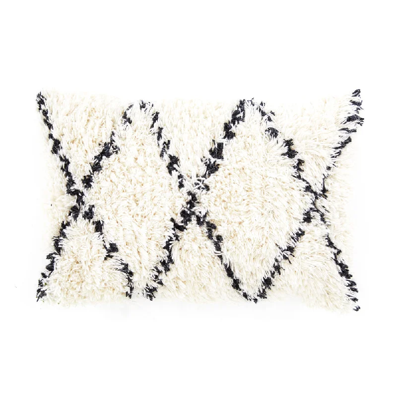 Cream & Black Moroccan Shag Pillow