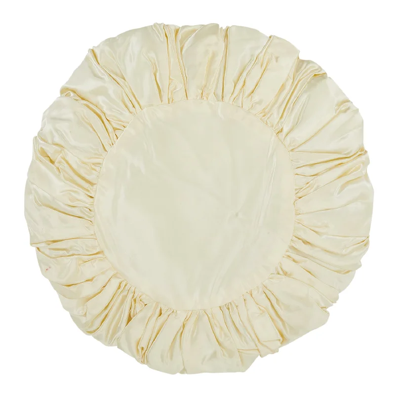 Cream Round Ruffled Pillow