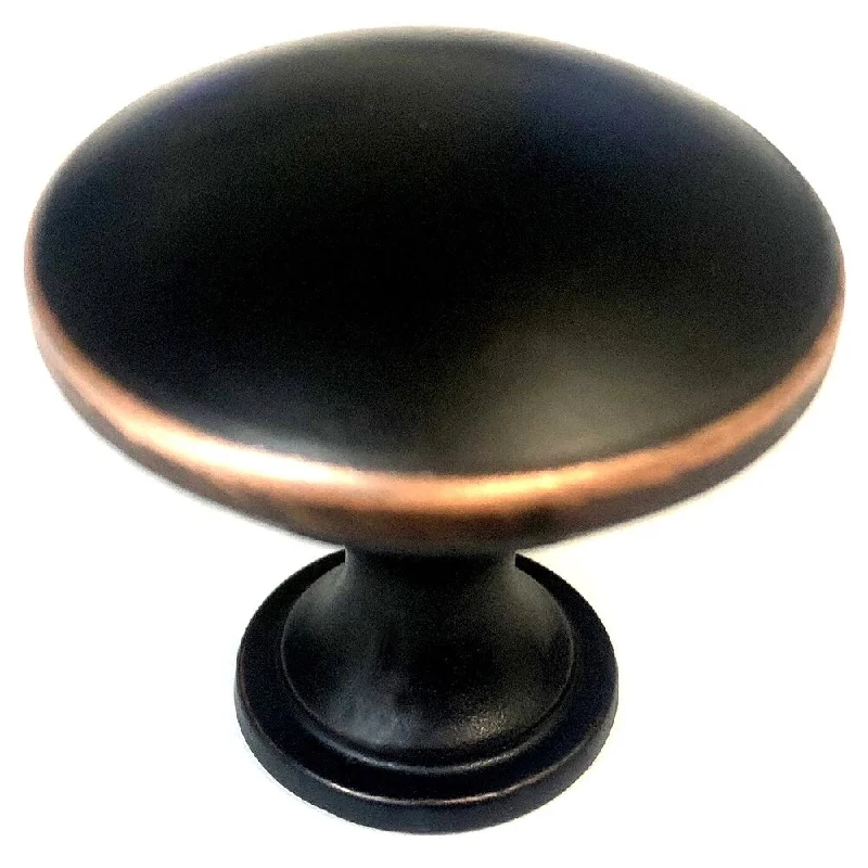 1-1/4 inch Round Circular Design Oil Rubbed Bronze Finish Cabinet and Drawer Knobs Handles (Case of 10)