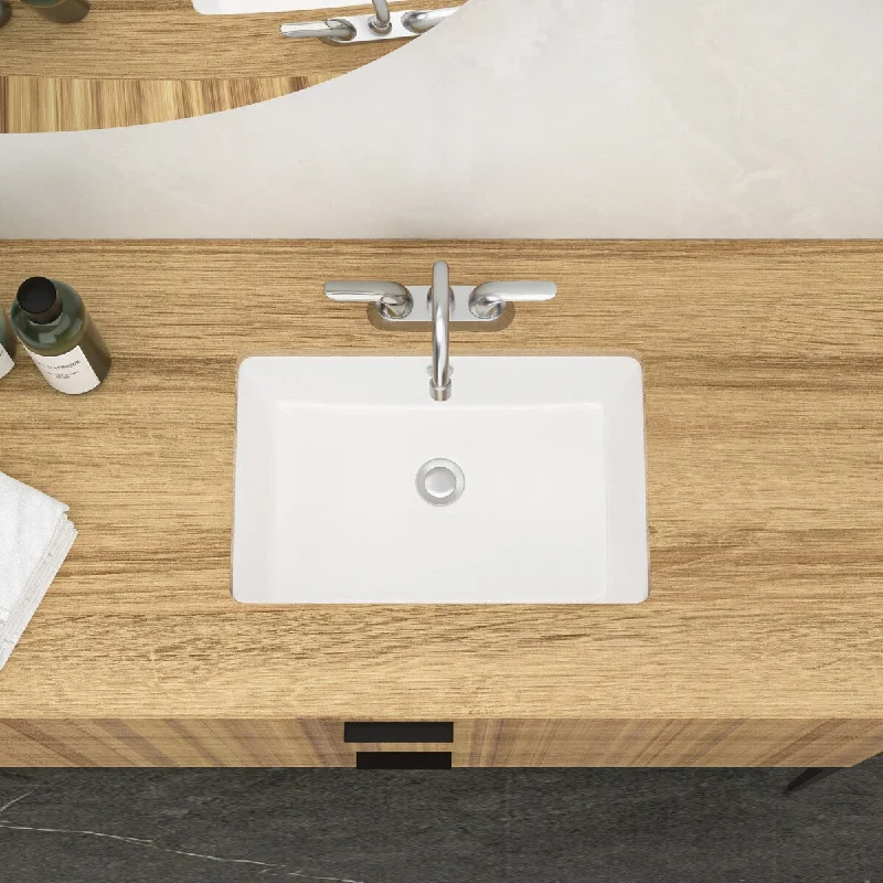 18"x12" Ceramic Rectangular Undermount Bathroom Sink with Overflow