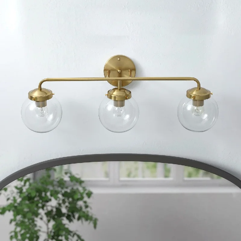 3-Lights Globe Glass Shade Bathroom Vanity Lighting - 27.6"D×4.7"W×7.9"H