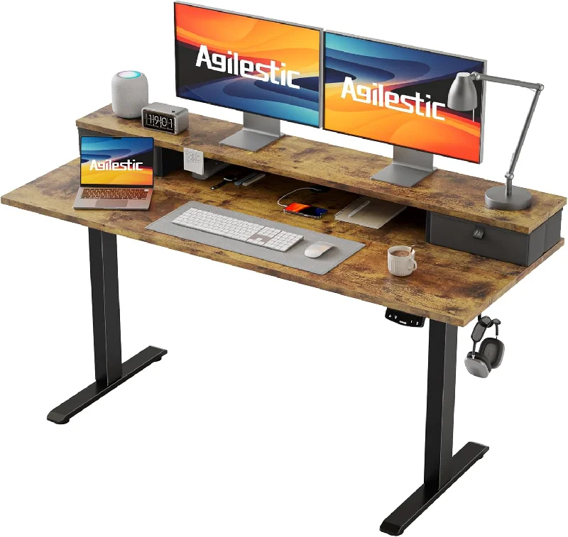 55 x 24 Inches Height Adjustable Electric Standing Desk with 2 Drawers - $130