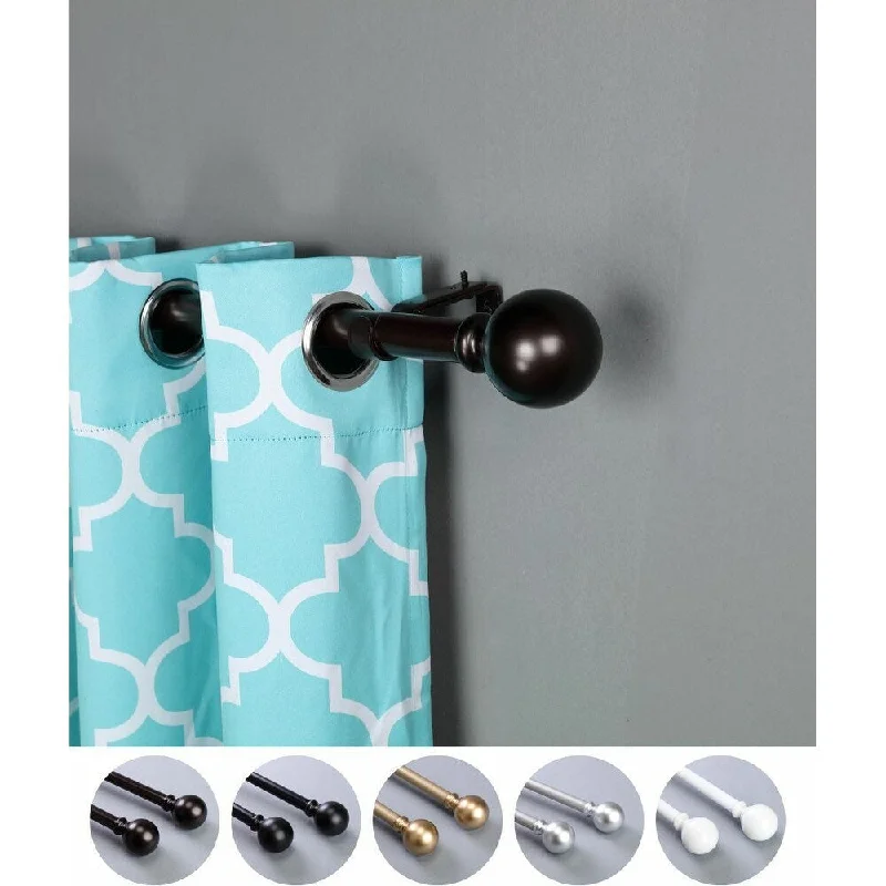 Adjustable Metal Curtain Rod Set with Round Finials