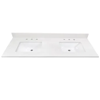 allen + roth Meridian 61-in White Marble Undermount Double Sink Bath Vanity Top -  $240