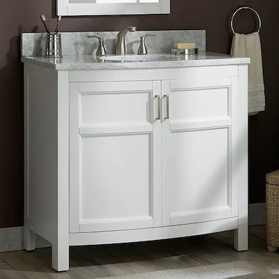 allen + roth Moravia 36-in White Undermount Single Sink Bathroom Vanity with Top - $525