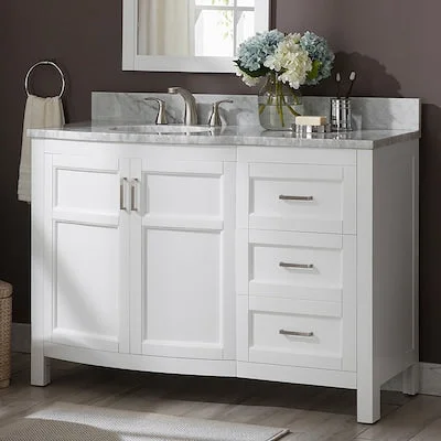 allen + roth Moravia 48-in White Undermount Single Sink Bathroom Vanity with Top - $500