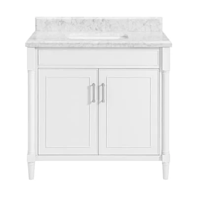 allen + roth Perrella 37-in White Undermount Single Sink Bathroom Vanity with Top - $549