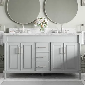 allen + roth Perrella 61-in Light Gray Undermount Double Sink Bath Vanity w/ Top - $849.99