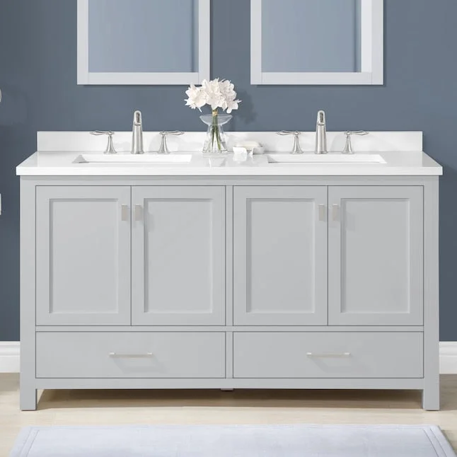 allen + roth Ronald 60-in Dove Gray Undermount Double Sink Bathroom Vanity with Top - $880