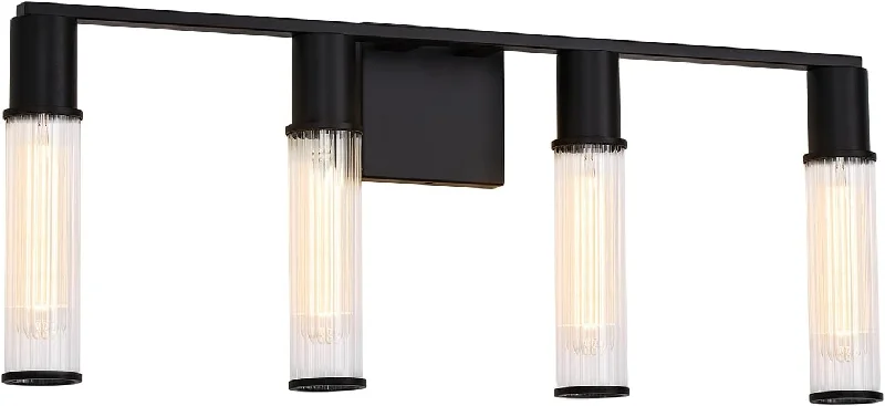 Bathroom Light Fixtures, 4-Light Farmhouse Bathroom Vanity Light, Black - $40