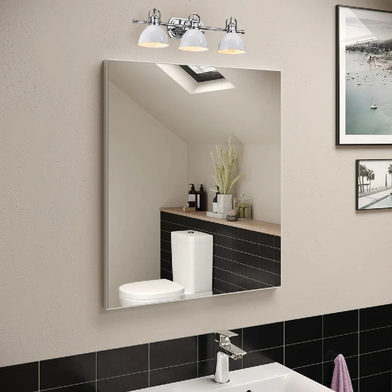 Bathroom Vanity 3 Lights Fixture Wall Sconce Lighting with White Chrome Finish - 7*24*8