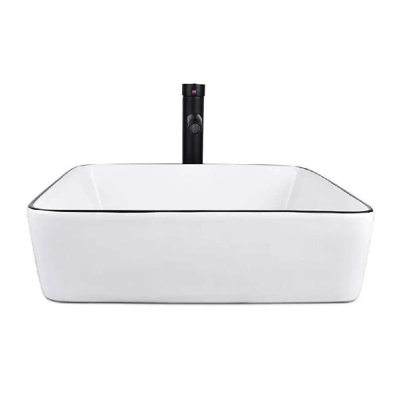 Bathroom Vessel Sink Countertop Basin Pop-up Drain Ceramic F - 19" x 5"