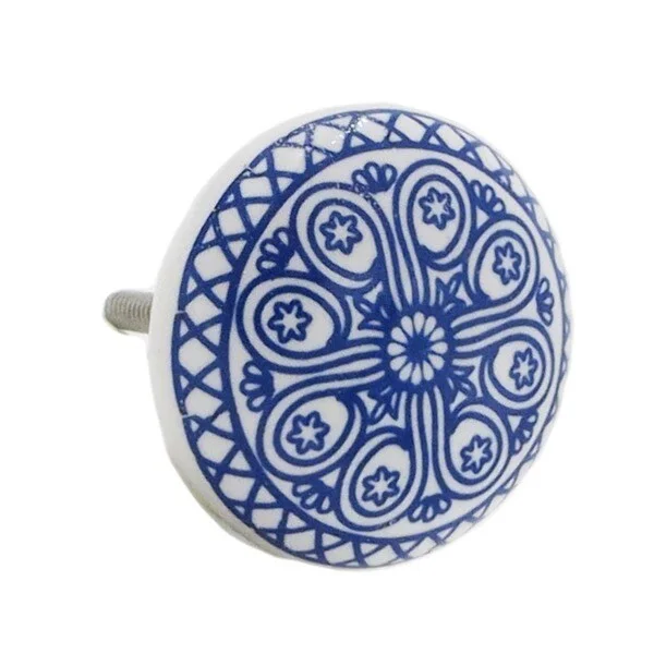 Blue Wheel Ceramic Drawer/ Door/ Cabinet Pull Knob (Pack of 6)