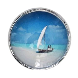 Boat at Sea Chrome Finish Glass Drawer/ Door/ Cabinet Pull Knob (Pack of 6)