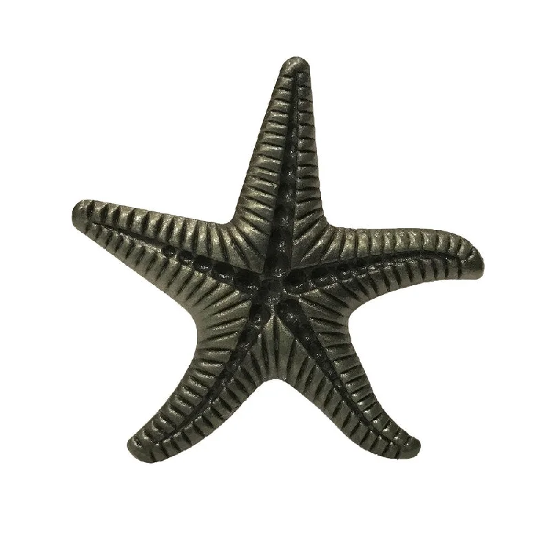 Bronze Metal Starfish Dresser Drawer, Cabinet Drawer or Door Knob Pull - Pack of 6