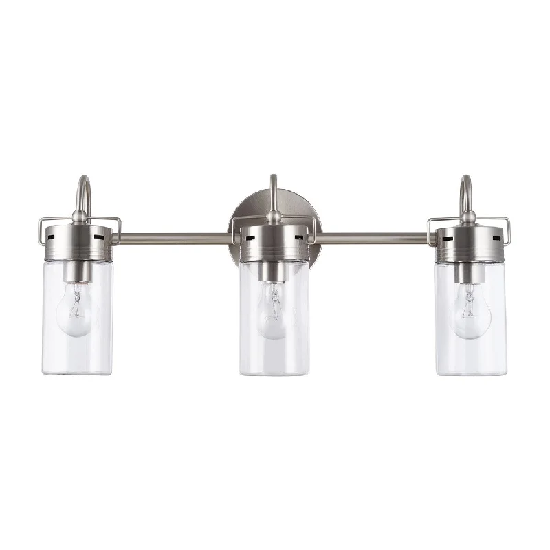 Catalina Lighting 24" Farmhouse Brushed Nickel 3-Light Vanity Light - Exact Size