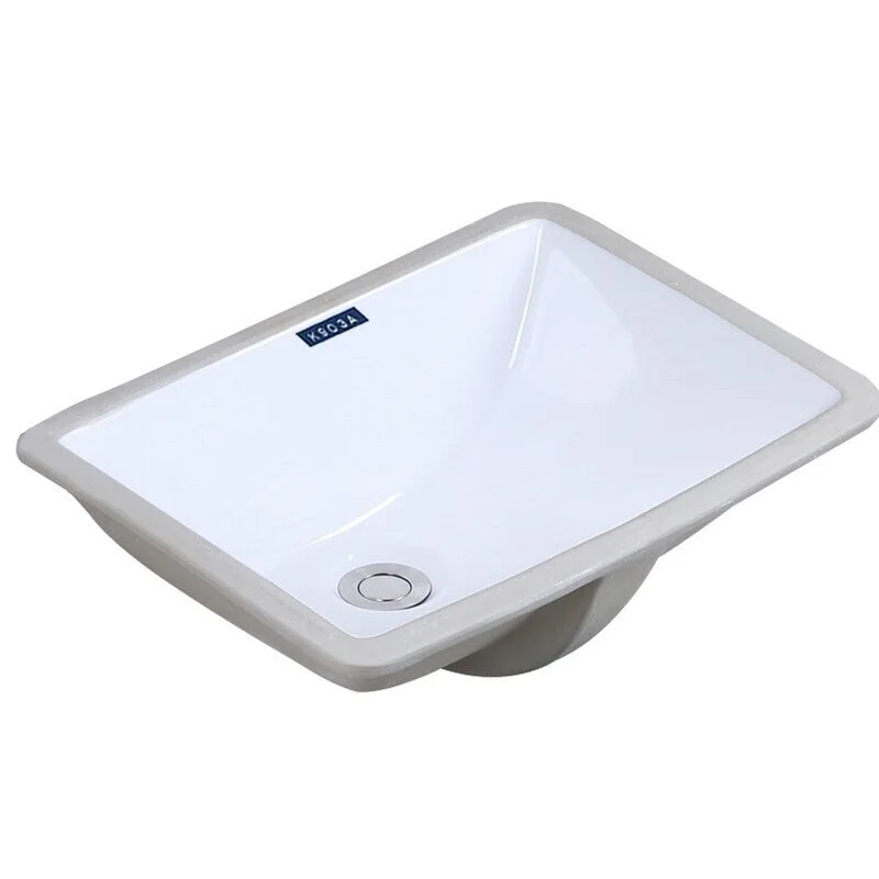 CB HOME Ceramic Rectangular Undermount Bathroom Sink with Overflow