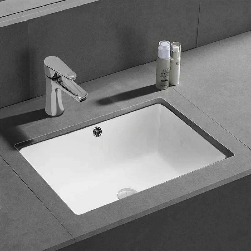 CB HOME Rectangle White Ceramic Porcelain Undermount Bathroom Sink