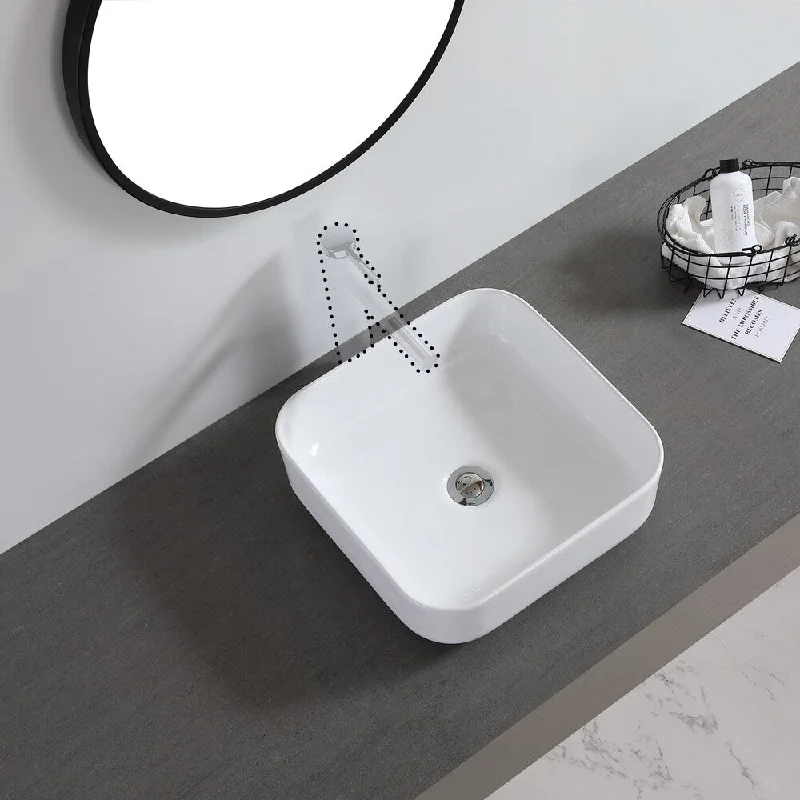 Ceramic Basin Above Counter Basin Rounded Square White - 7'6" x 9'6"