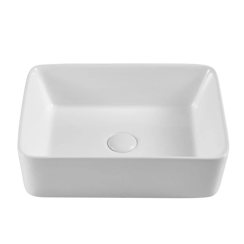 Ceramic Rectangular Above Counter White Bathroom Sink Art Basin