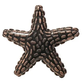 Copper Metal Starfish Dresser Drawer, Cabinet Drawer, or Door Knob Pull - Pack of 6