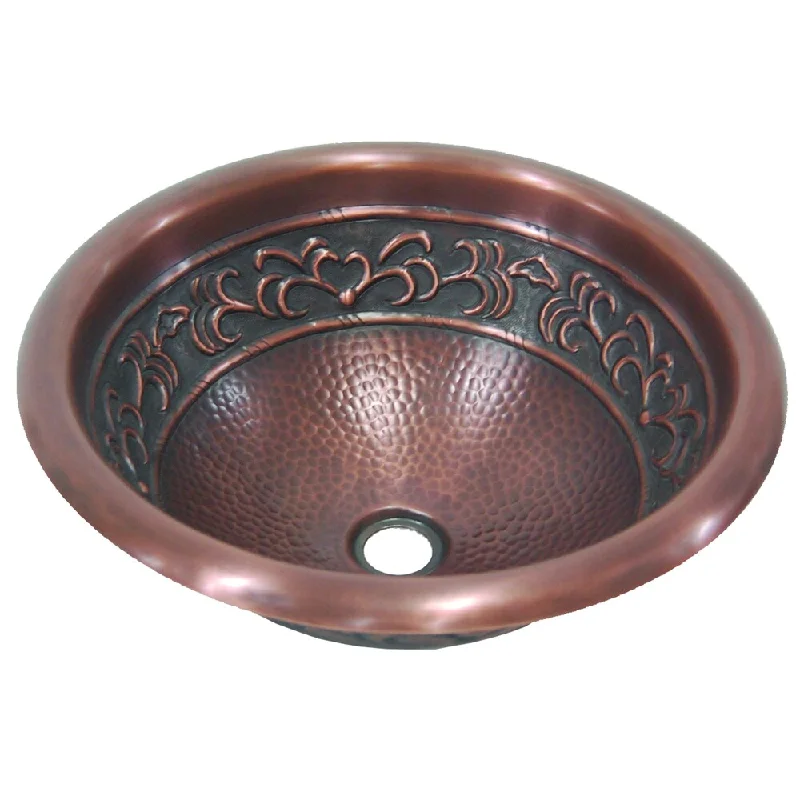 Copper Sink with Self Rimming Leaf Design