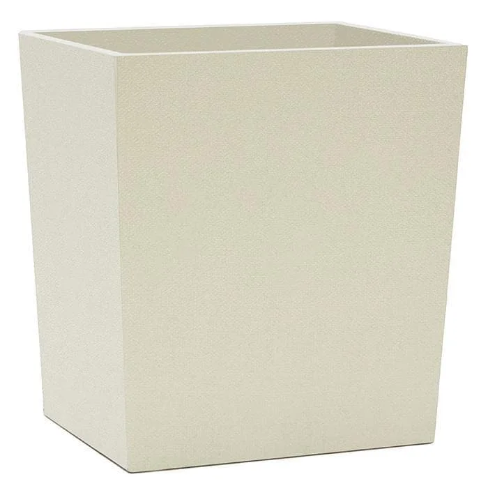 Dannes Faux Belgian Linen Rectangle Waste Basket (White)